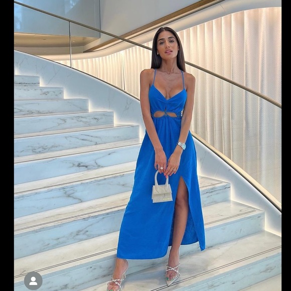 Zara CUT OUT LINEN BLEND DRESS - Picture 6 of 16